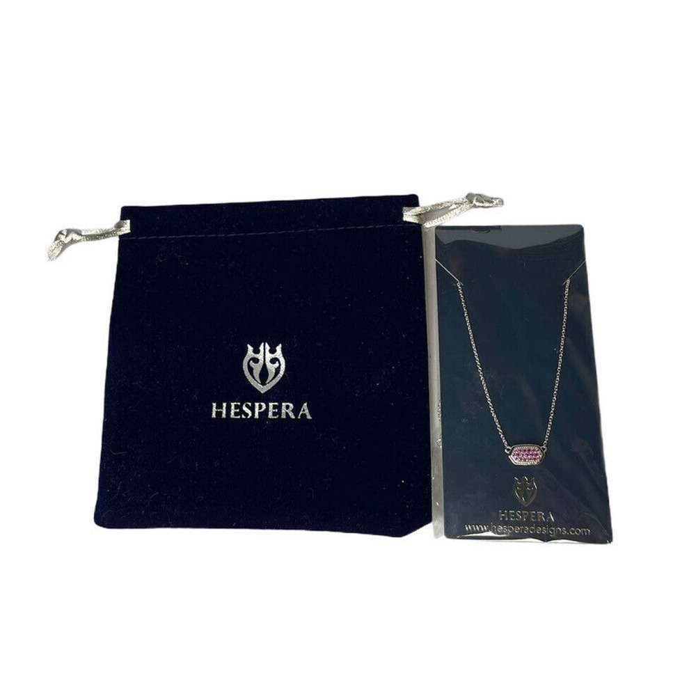 NEW Hespera Silver Birthstone Necklace-‎ October Pink Stones